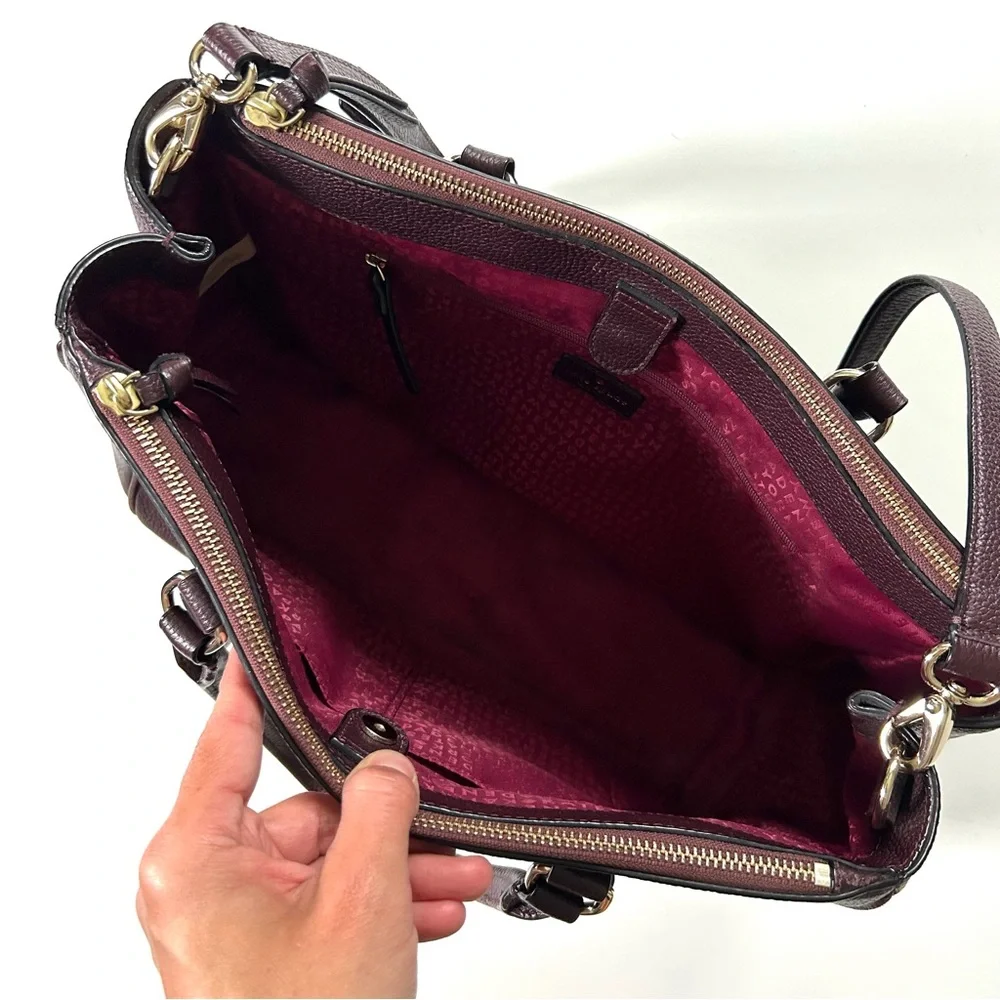 Kate Spade Mahogany Pebbled Leather Mulberry Street Leighann Satchel Purse Bag